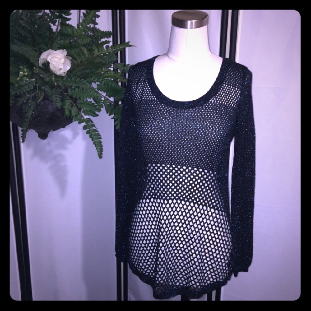 Rock & Republic XS Metallic Black & Blue Sweater